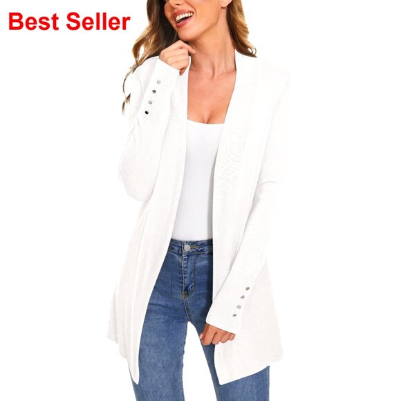 Long Sleeve Open Front Knit Cardigan Sweater Dressy Casual Office Wear